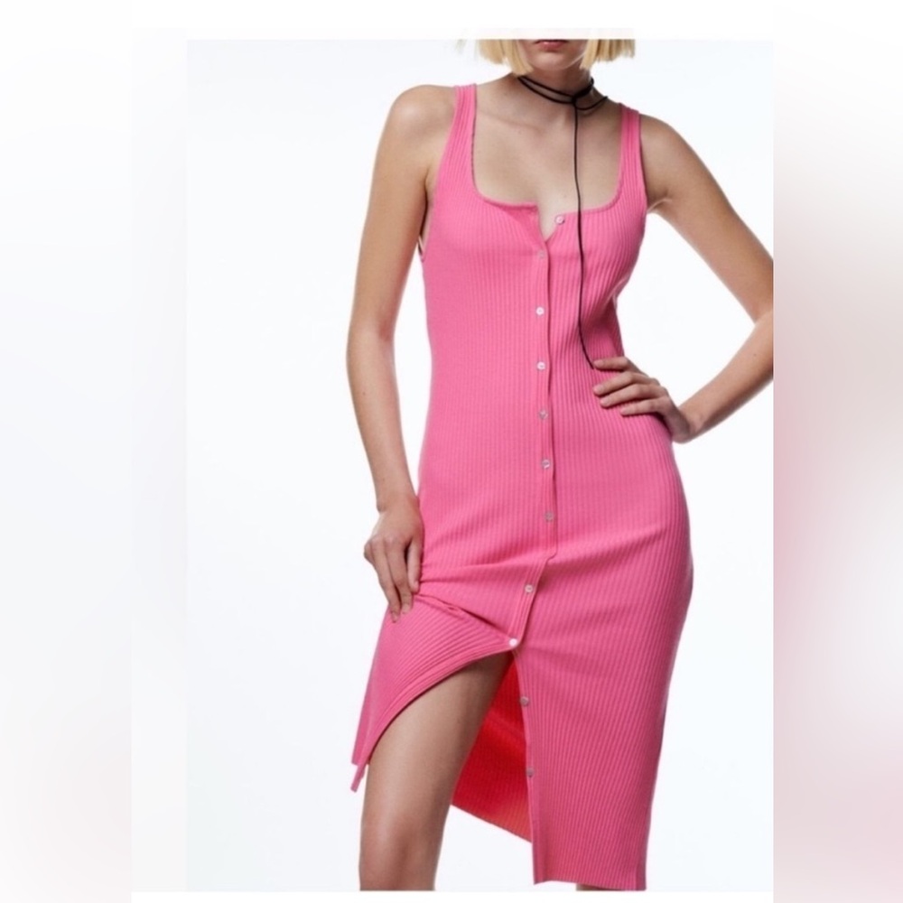 Zara Pink Ribbed Midi Dress